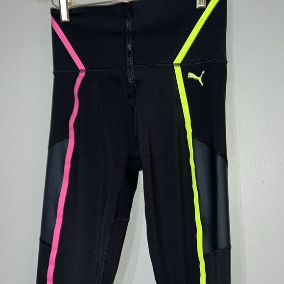 Puma Train Bonded High Waist Zip Womens Training Tights Black Gym Workout Ladies - Picture 5 of 8